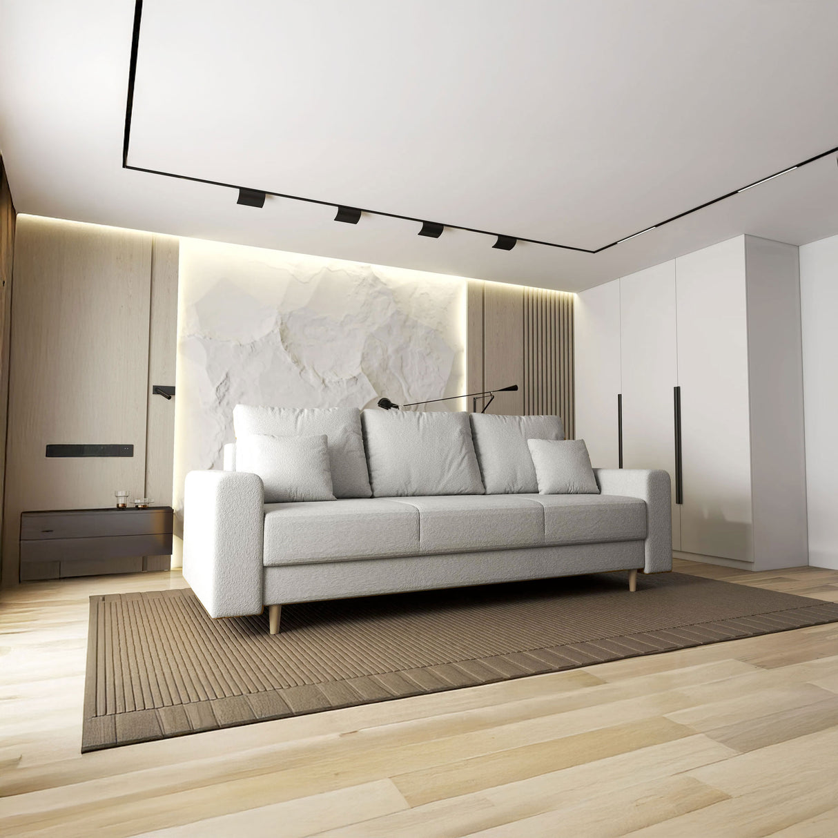 Canapea extensibilă dumonde cu ladă de depozitare si sezut confortabil din spuma HR, Kronos Euphoria Alb 210x100 cm