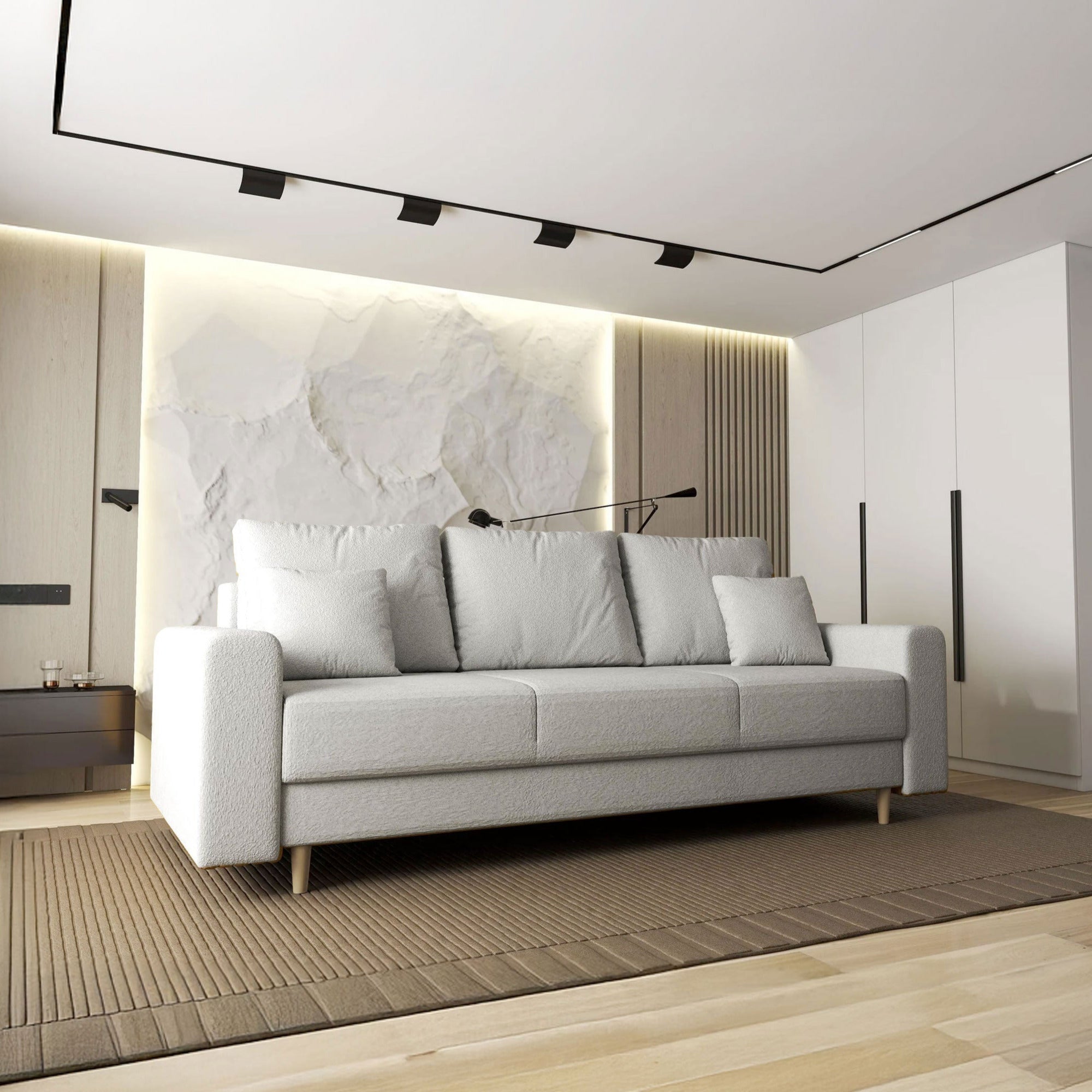 Canapea extensibilă dumonde cu ladă de depozitare si sezut confortabil din spuma HR, Kronos Euphoria Alb 210x100 cm fabrica