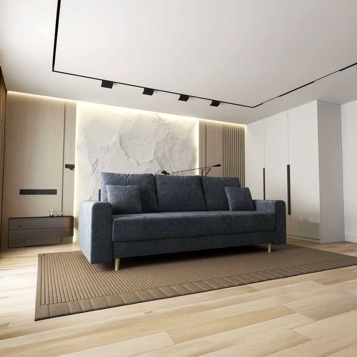Canapea extensibilă dumonde cu ladă de depozitare si sezut confortabil din spuma HR, Kronos Euphoria Gri Grafit 210x100 cm