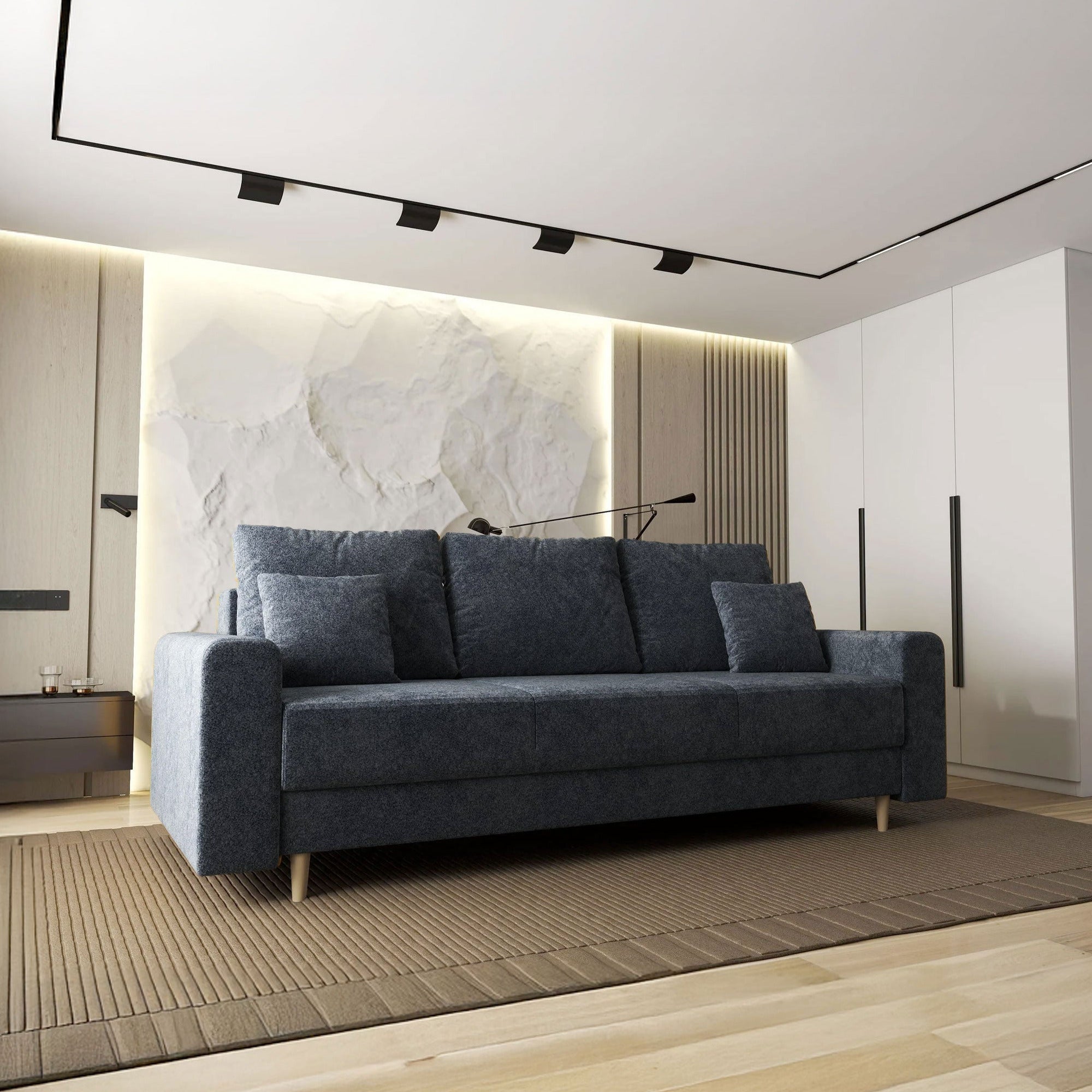 Canapea extensibilă dumonde cu ladă de depozitare si sezut confortabil din spuma HR, Kronos Euphoria Gri Grafit 210x100 cm fabrica