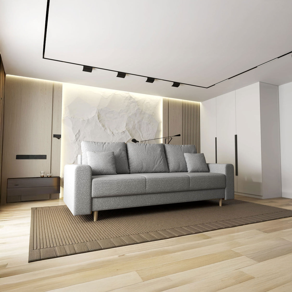 Canapea extensibilă dumonde cu ladă de depozitare si sezut confortabil din spuma HR, Kronos Euphoria Gri 210x100 cm