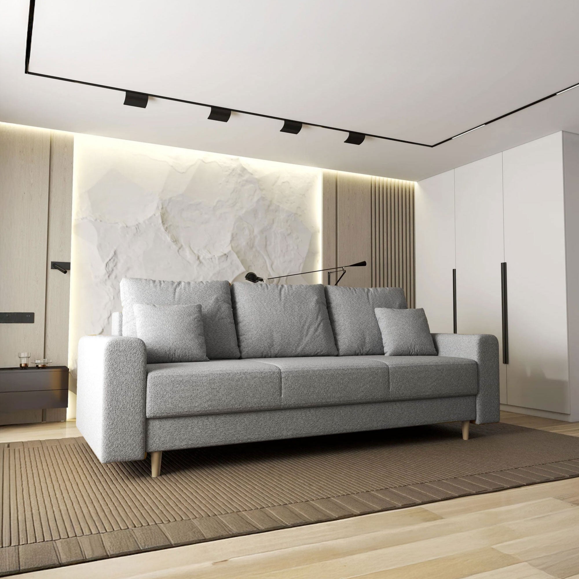 Canapea extensibilă dumonde cu ladă de depozitare si sezut confortabil din spuma HR, Kronos Euphoria Gri 210x100 cm fabrica