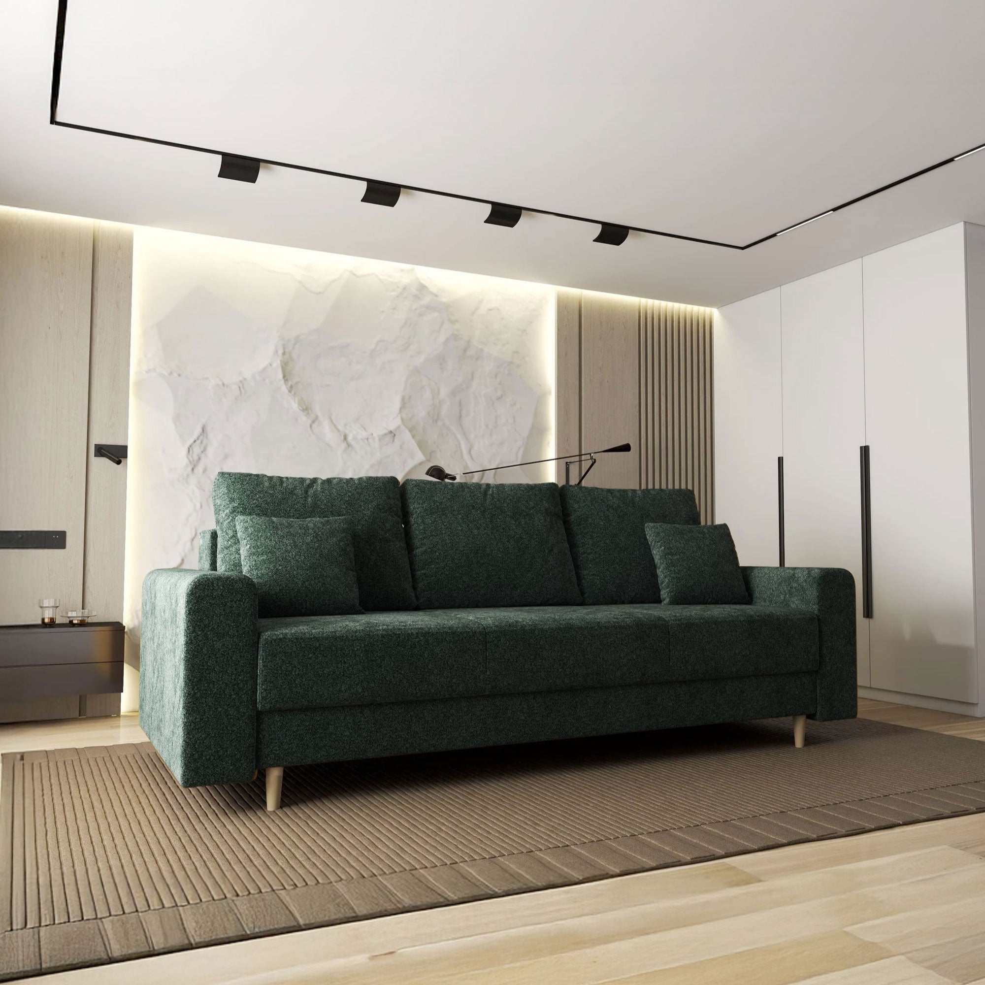 Canapea extensibilă dumonde cu ladă de depozitare si sezut confortabil din spuma HR, Kronos Euphoria Verde 210x100 cm fabrica