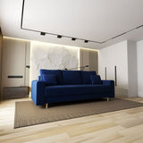 Canapea extensibilă dumonde cu ladă de depozitare si sezut confortabil din spuma HR, Kronos Royal Albastru 210x100 cm