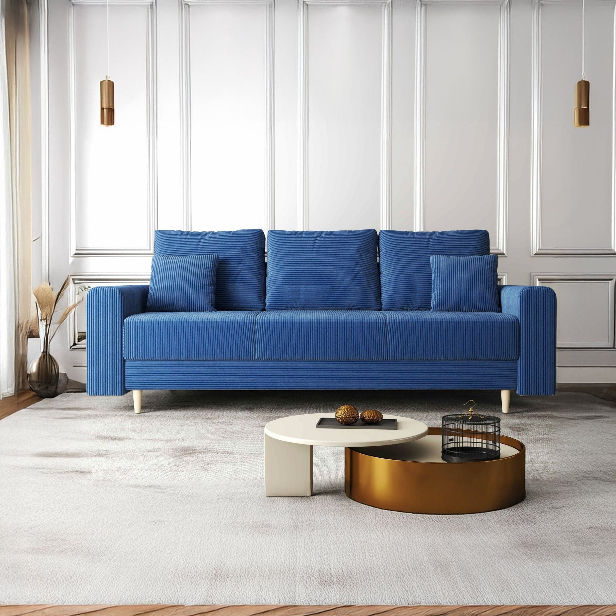 Canapea extensibilă dumonde cu ladă de depozitare si sezut confortabil din spuma HR, Kronos Zoom Albastru 210x100 cm fabrica