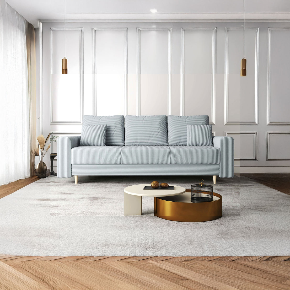 Canapea extensibilă dumonde cu ladă de depozitare si sezut confortabil din spuma HR, Kronos Zoom Gri Mint 210x100 cm