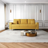 Canapea extensibilă dumonde cu ladă de depozitare si sezut confortabil din spuma HR, Kronos Zoom Mustar 210x100 cm