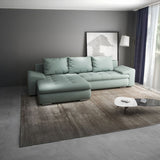 Colțar extensibil dumonde cu ladă de depozitare si sezut confortabil din spuma HR, Leonardo Enjoy Verde Mint 255x193 cm