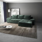 Colțar extensibil dumonde cu ladă de depozitare si sezut confortabil din spuma HR, Leonardo Euphoria Verde 255x193 cm II