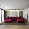 Colțar extensibil dumonde cu ladă de depozitare si sezut confortabil din spuma HR, Loana U Bordeaux Zoom 355x185 cm Fabrica