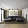 Colțar extensibil dumonde cu ladă de depozitare si sezut confortabil din spuma HR, Loana U Gri Ambience 355x185 cm Fabrica