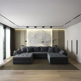 Colțar extensibil dumonde cu ladă de depozitare si sezut confortabil din spuma HR, Loana U Gri Ambience 355x185 cm Fabrica