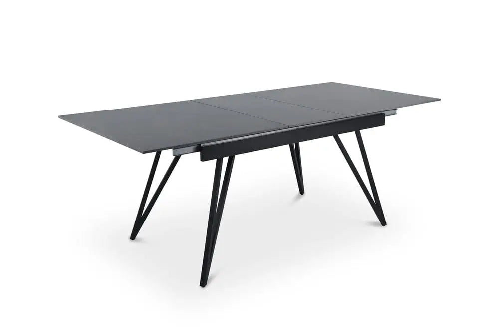Masa extensibila dumonde, Viborg, blat ceramic, 160-200x90x76 H cm, negru/gri mat ES