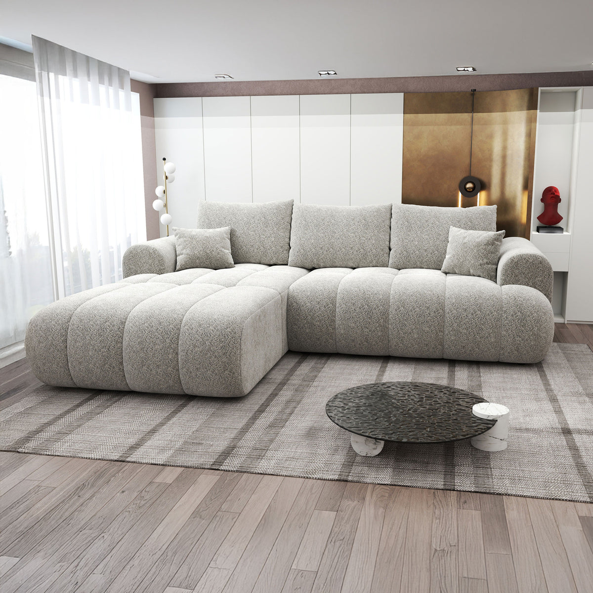Colțar extensibil dumonde Milano Lounge Arena Bej 255x190 cm