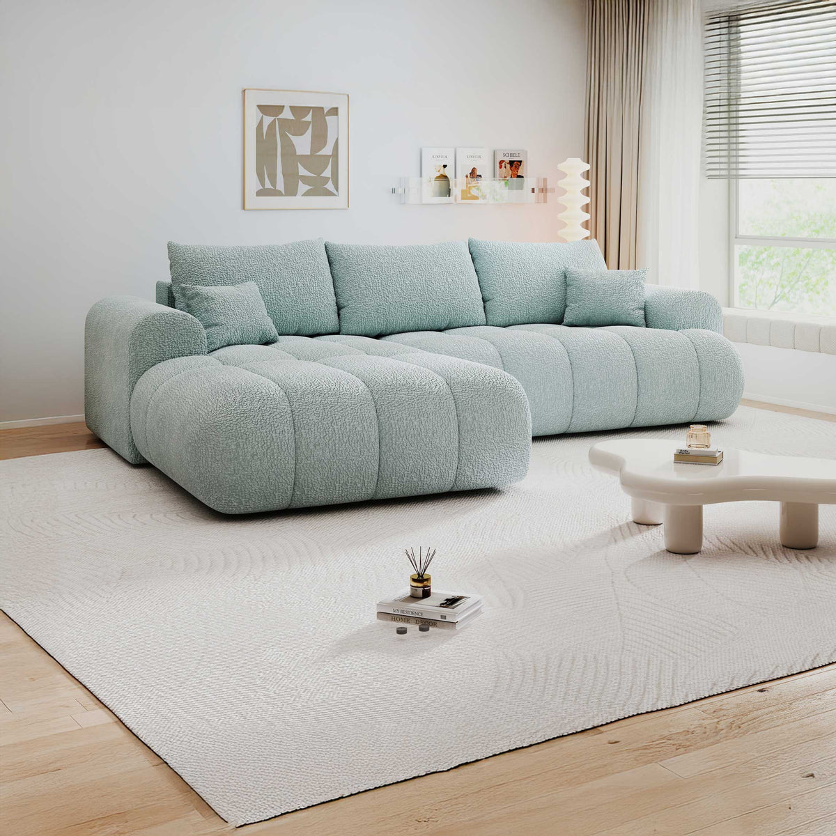 Colțar extensibil dumonde Milano Lounge Jaguar Aqua 255x190 cm