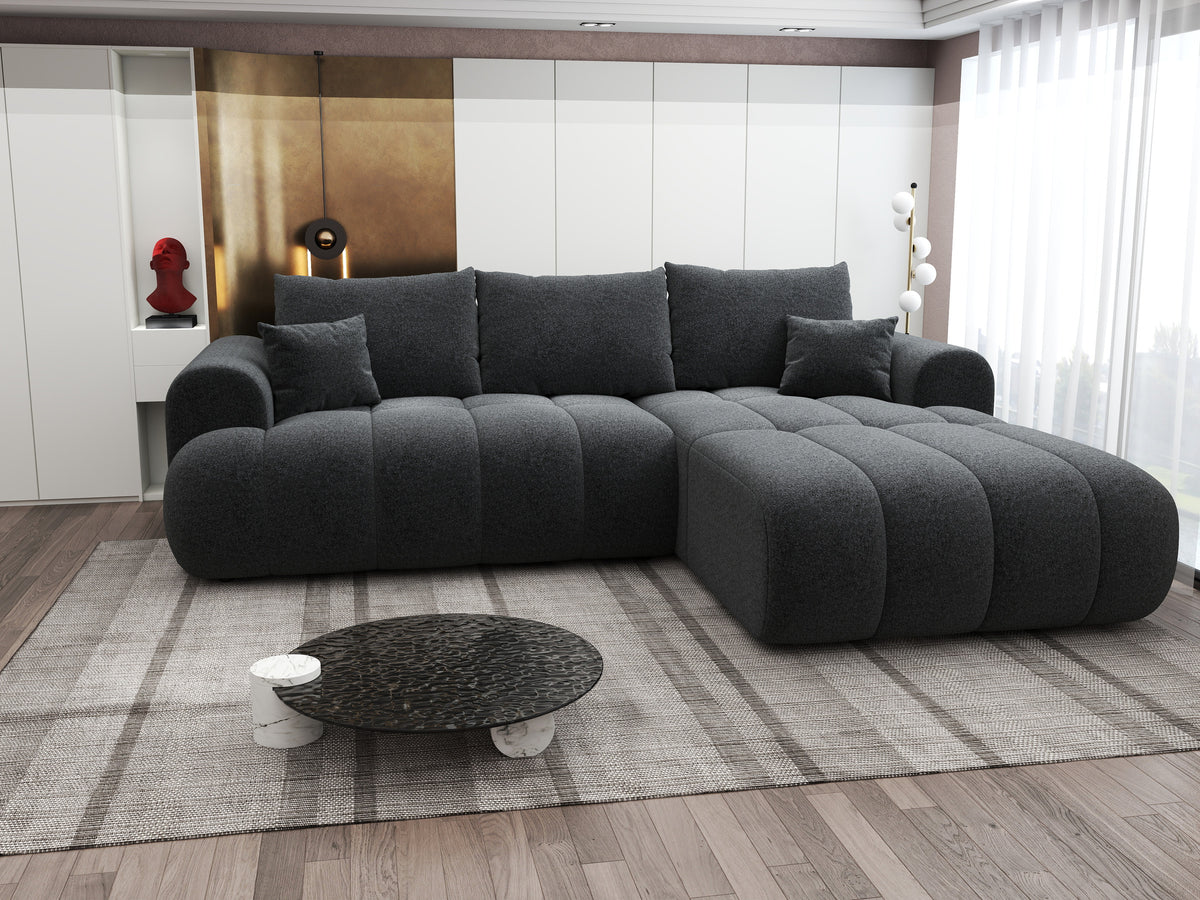Colțar extensibil dumonde Milano Lounge Monte Negru II 255x190 cm