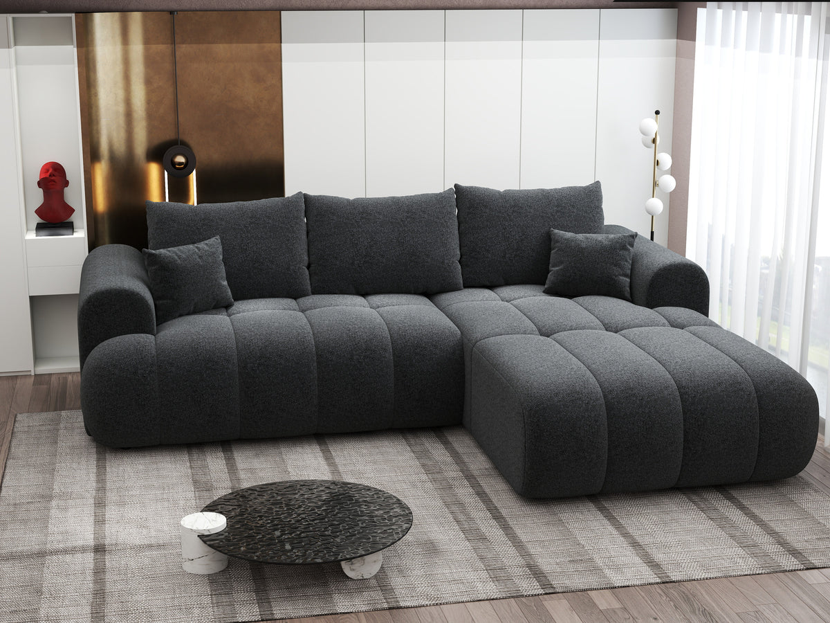 Colțar extensibil dumonde Milano Lounge Monte Negru II 255x190 cm