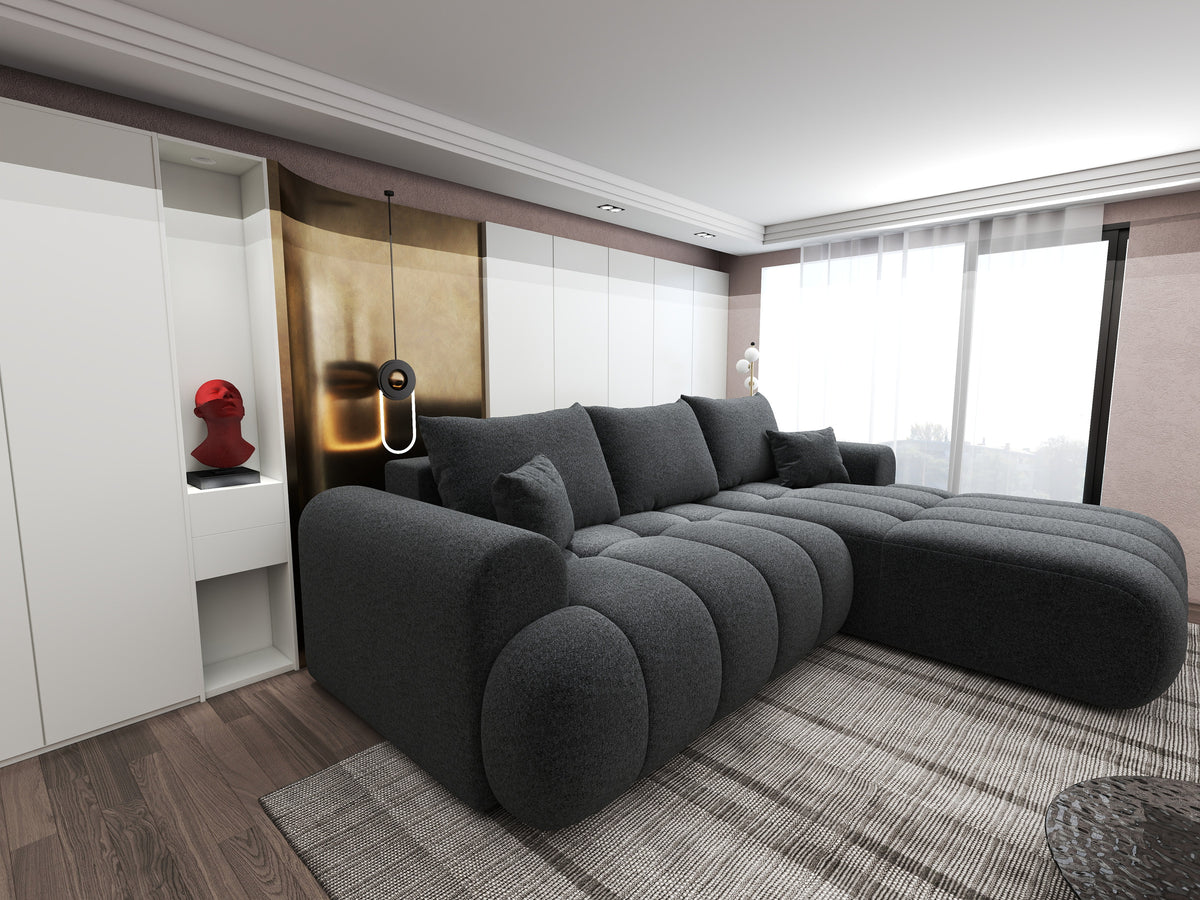 Colțar extensibil dumonde Milano Lounge Monte Negru II 255x190 cm