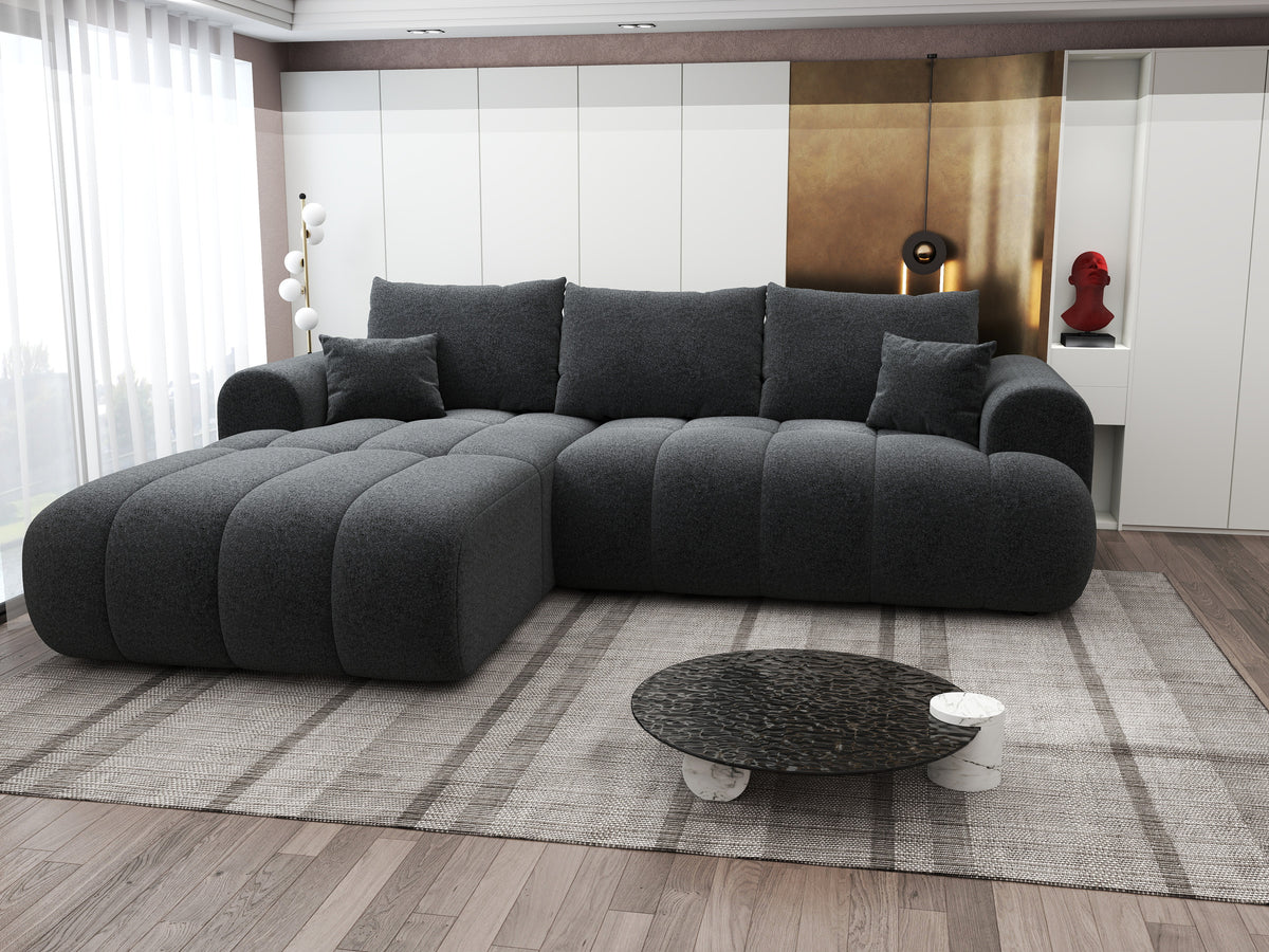 Colțar extensibil dumonde Milano Lounge Monte Negru 255x190 cm