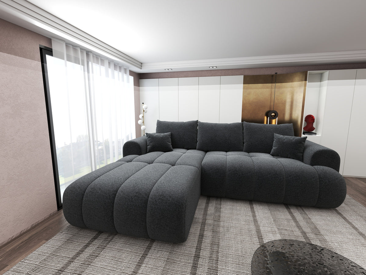 Colțar extensibil dumonde Milano Lounge Monte Negru 255x190 cm