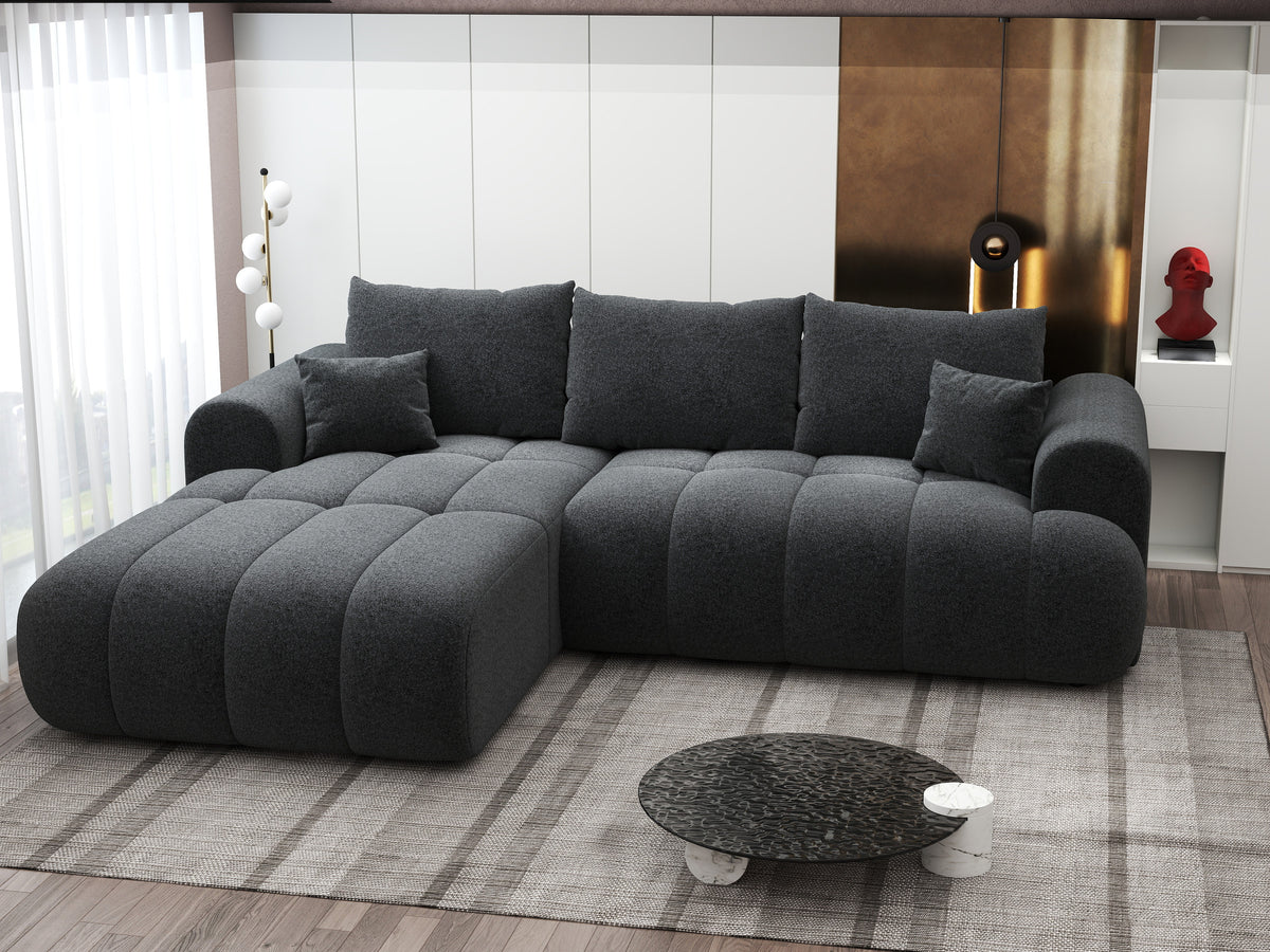 Colțar extensibil dumonde Milano Lounge Monte Negru 255x190 cm