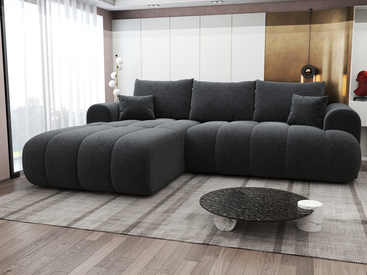 Colțar extensibil dumonde Milano Lounge Monte Negru 255x190 cm
