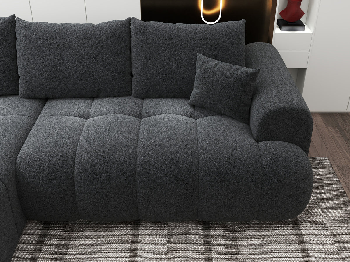 Colțar extensibil dumonde Milano Lounge Monte Negru 255x190 cm