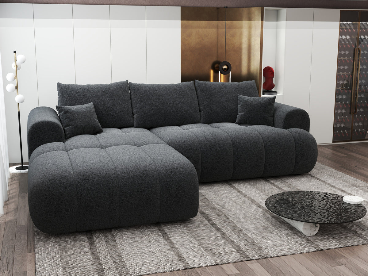 Colțar extensibil dumonde Milano Lounge Monte Negru 255x190 cm