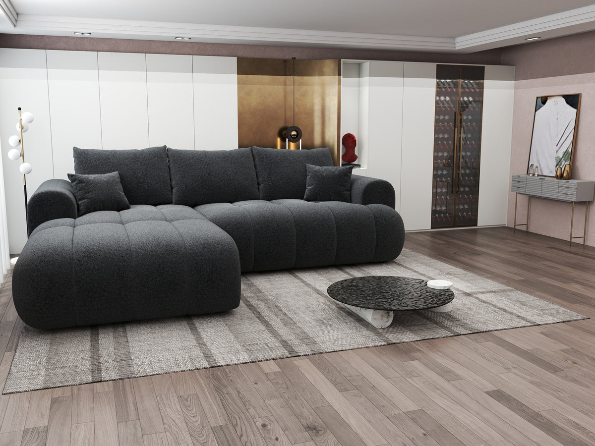 Colțar extensibil dumonde Milano Lounge Monte Negru 255x190 cm