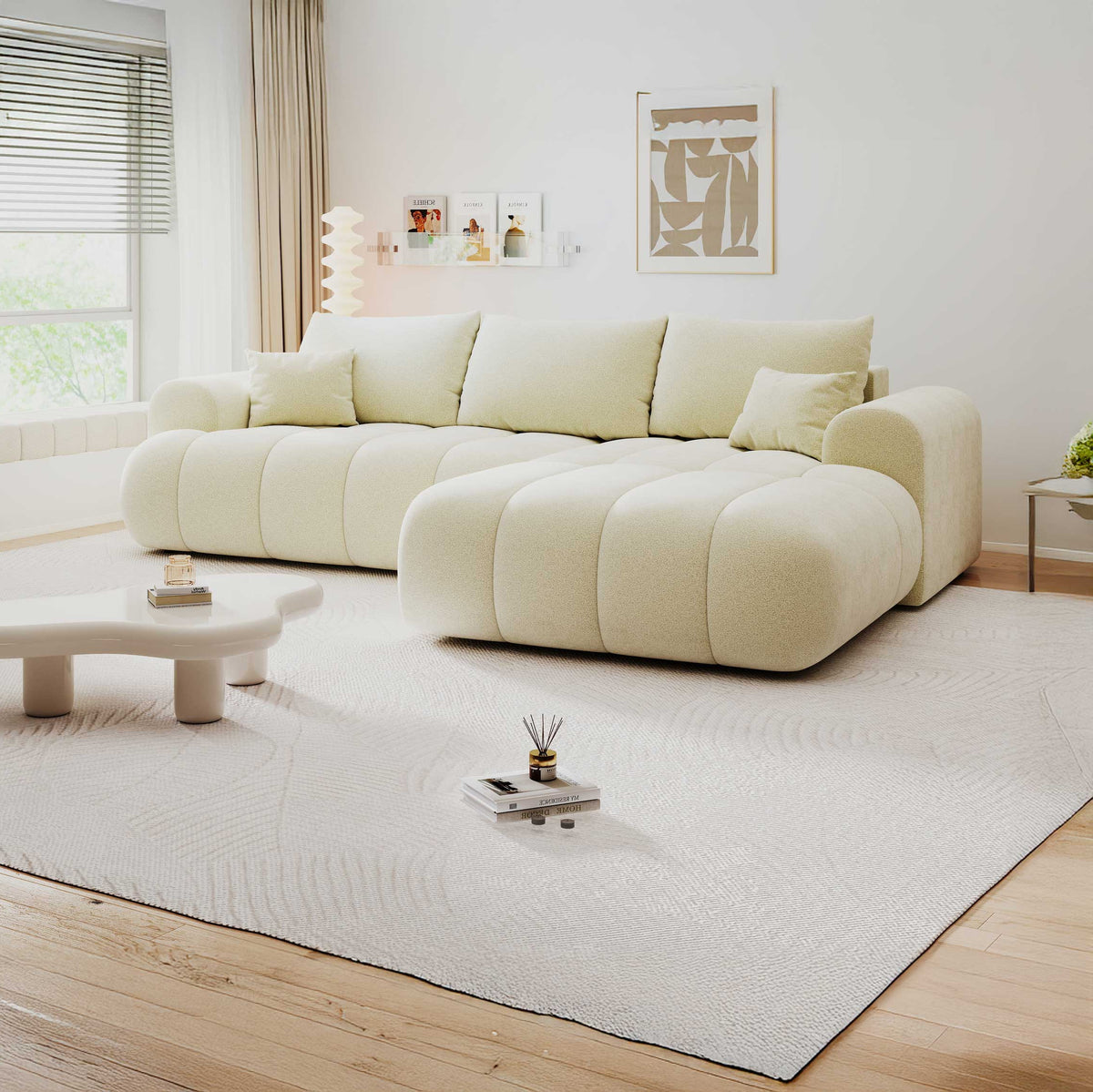 Colțar extensibil dumonde Milano Lounge Quelle Ivory II 255x190 cm