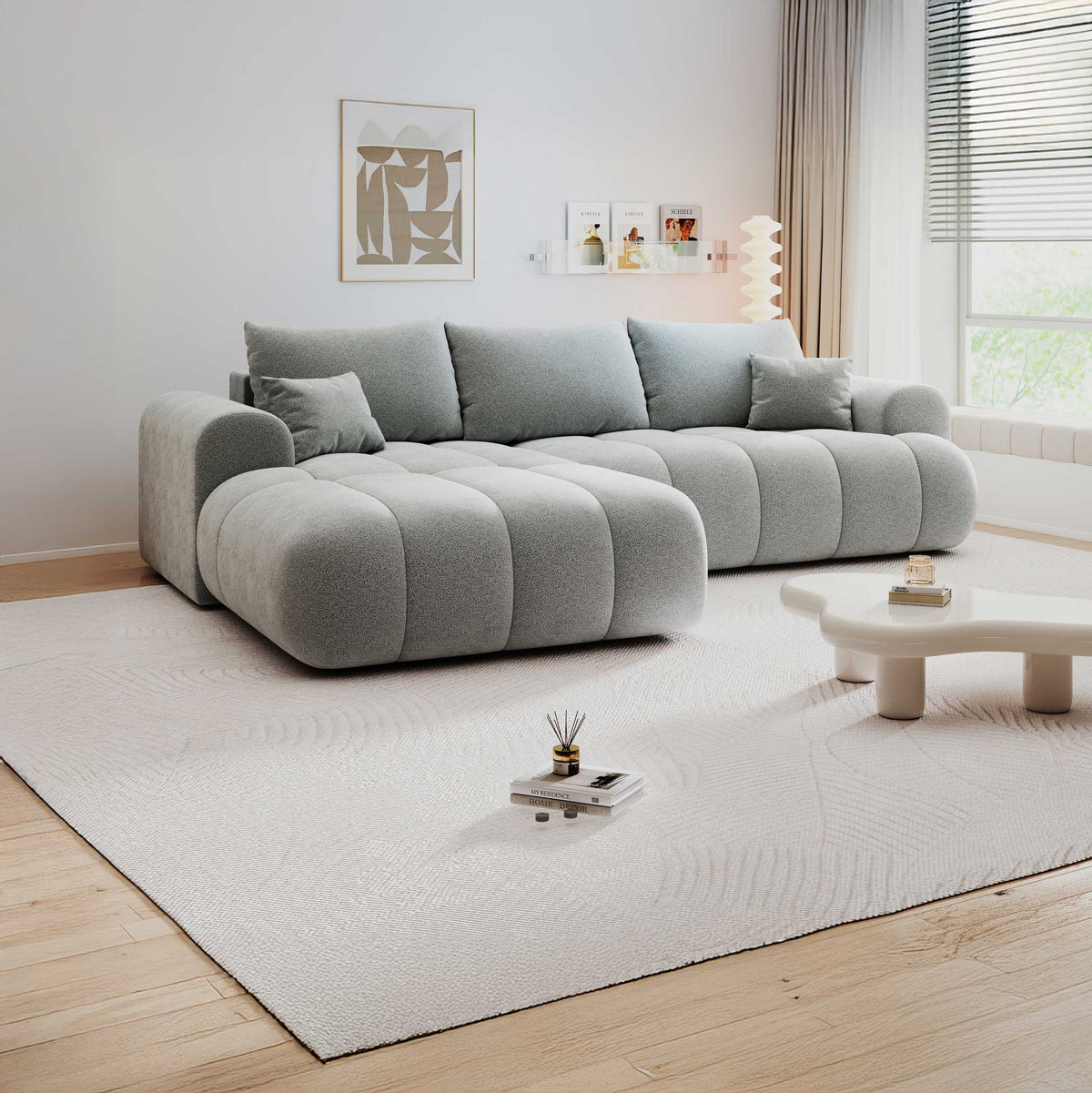 Colțar extensibil dumonde Milano Lounge Quelle Gri 255x190 cm