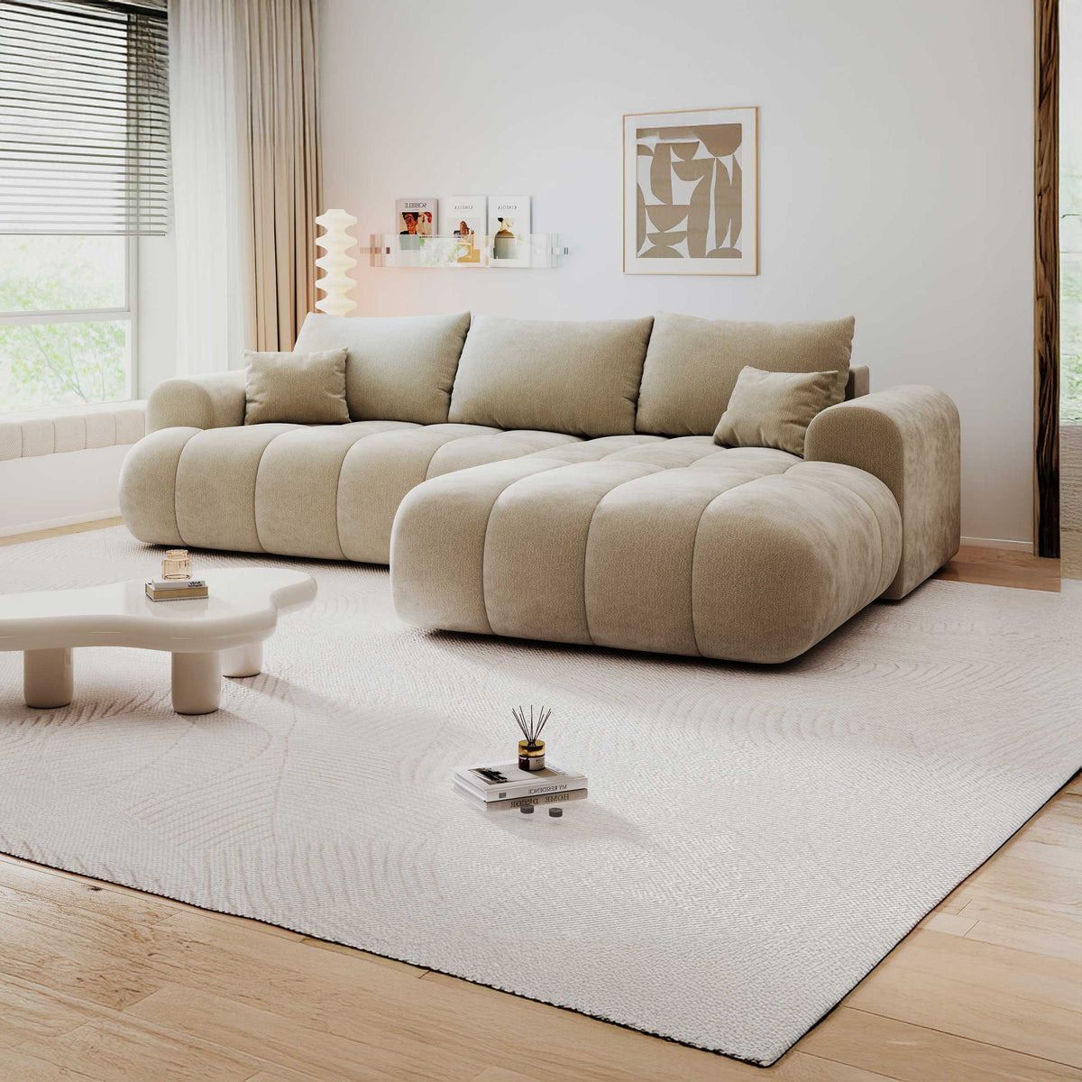 Colțar extensibil dumonde Milano Lounge Vibe Bej II 255x190 cm