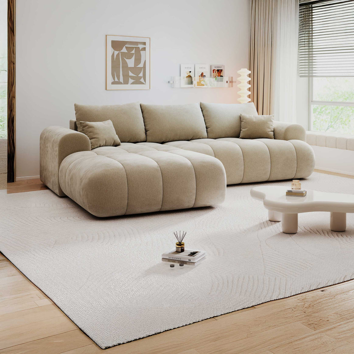 Colțar extensibil dumonde Milano Lounge Vibe Bej 255x190 cm