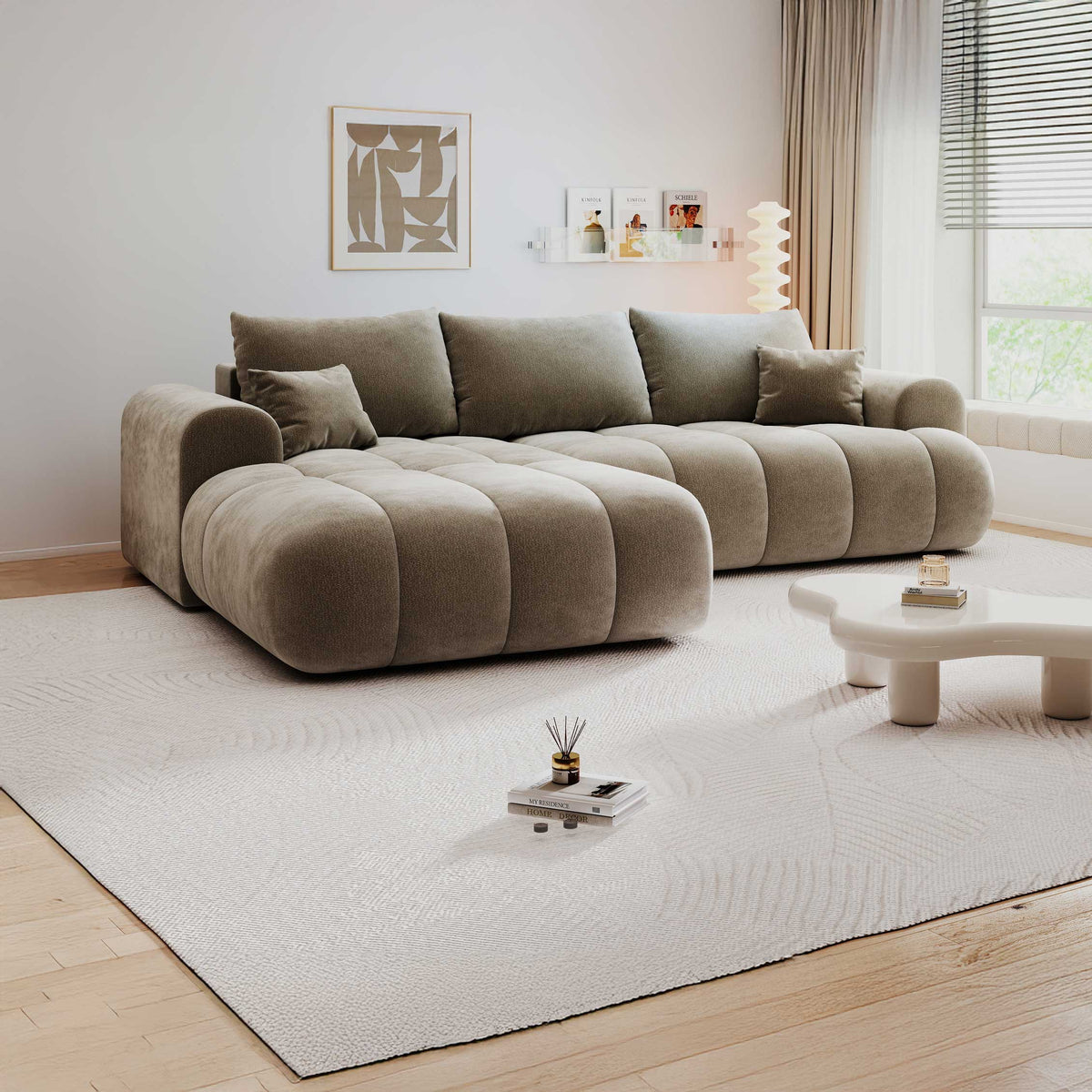 Colțar extensibil dumonde Milano Lounge Vibe Capucino 255x190 cm