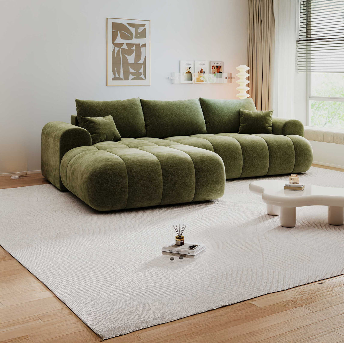 Colțar extensibil dumonde Milano Lounge Vibe Olive 255x190 cm