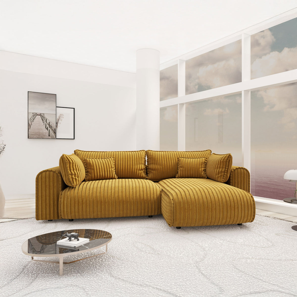 Colțar extensibil dumonde cu ladă de depozitare Monaco L Ambience Amber II 270x190 cm