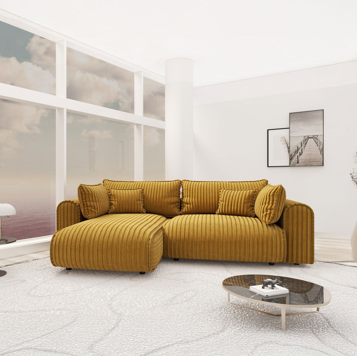 Colțar extensibil dumonde cu ladă de depozitare Monaco L Ambience Amber 270x190 cm