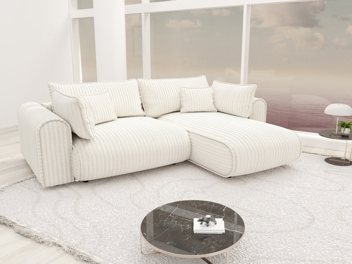 Colțar extensibil dumonde cu ladă de depozitare Monaco L Tilia Crem II 270x190 cm