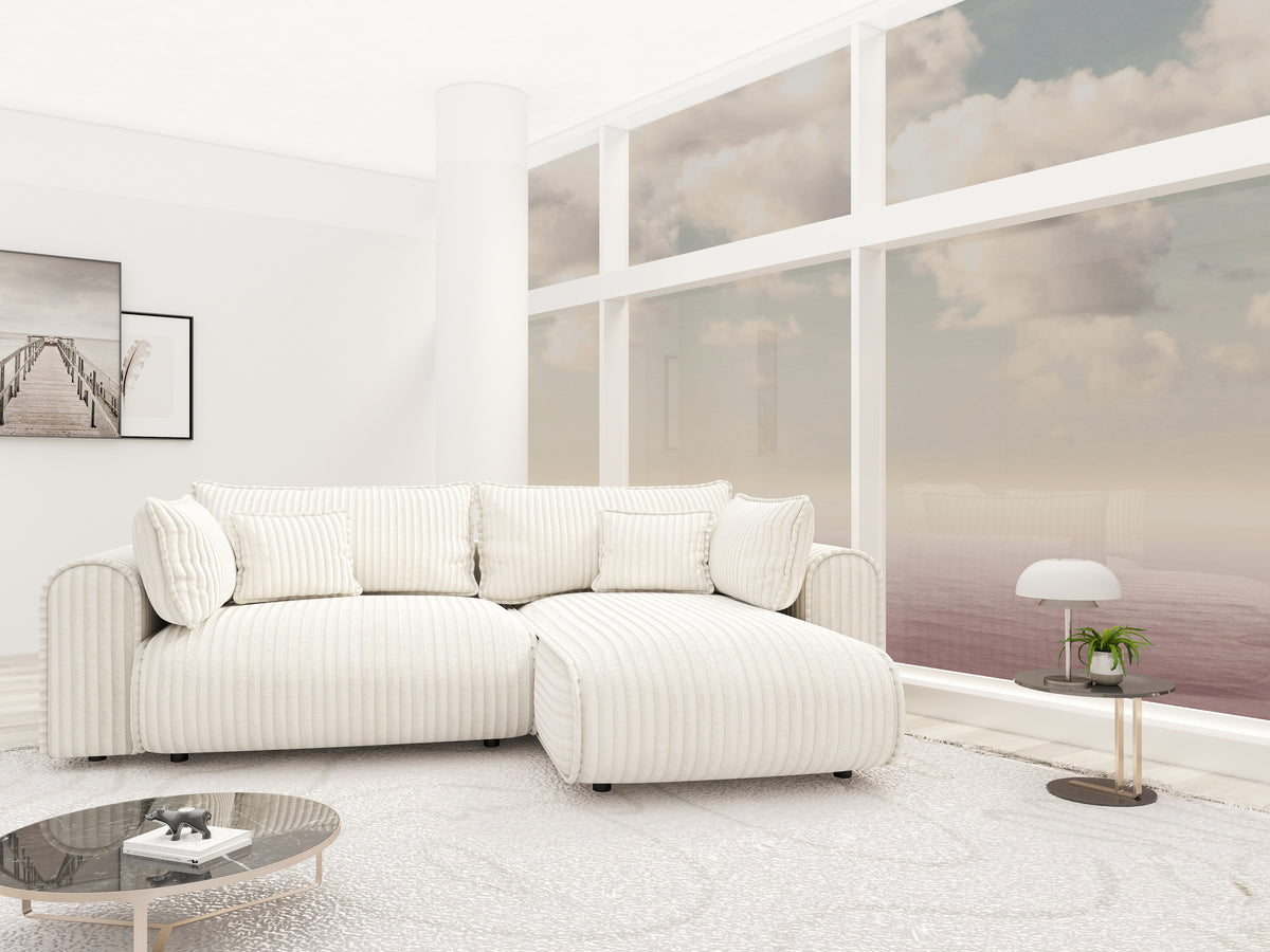 Colțar extensibil dumonde cu ladă de depozitare Monaco L Tilia Crem II 270x190 cm