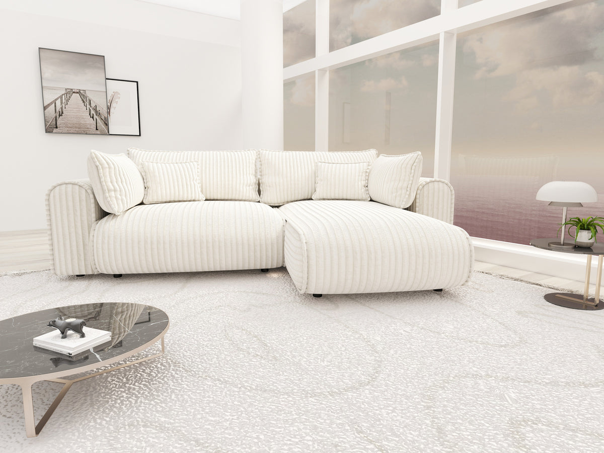 Colțar extensibil dumonde cu ladă de depozitare Monaco L Tilia Crem II 270x190 cm