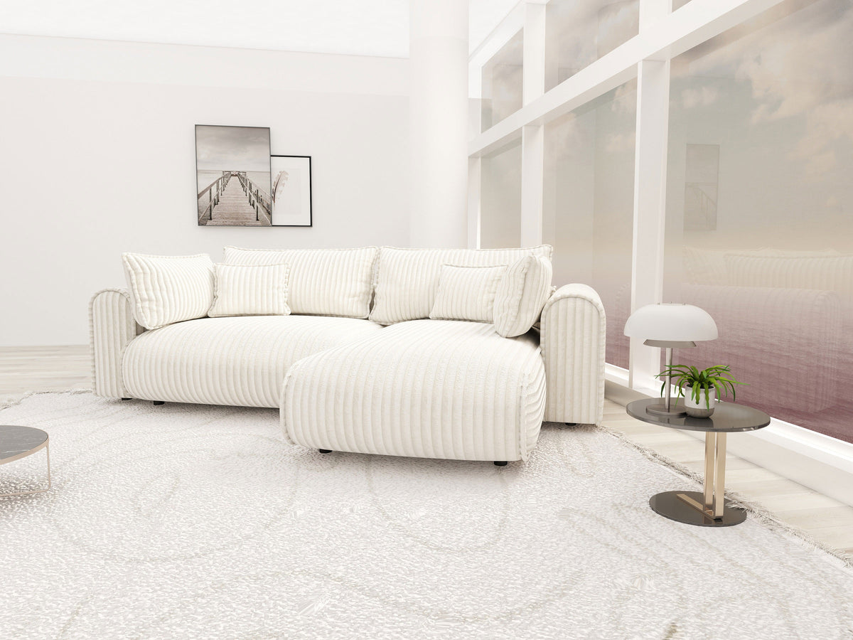 Colțar extensibil dumonde cu ladă de depozitare Monaco L Tilia Crem II 270x190 cm