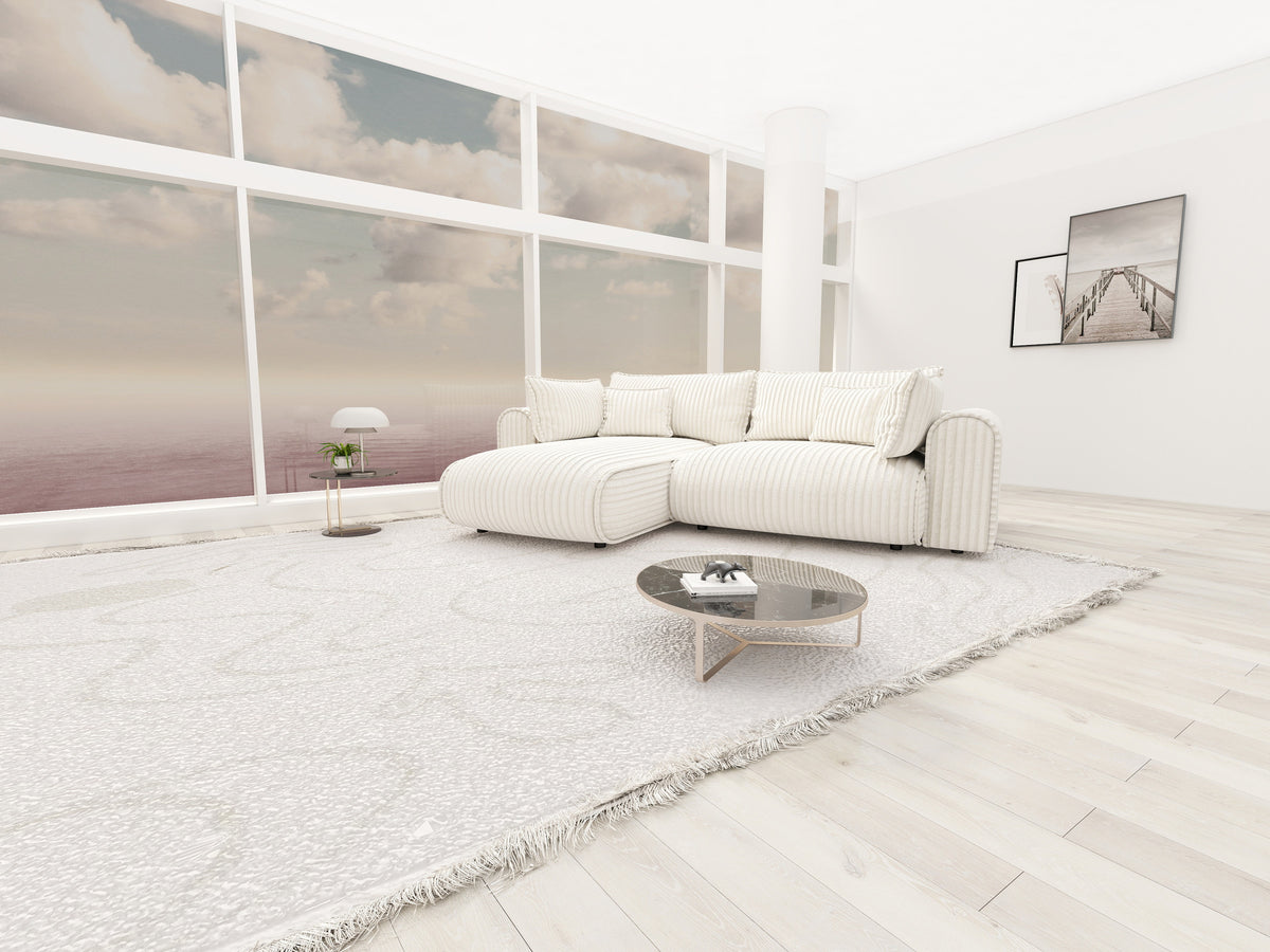 Colțar extensibil dumonde cu ladă de depozitare Monaco L Tilia Crem 270x190 cm