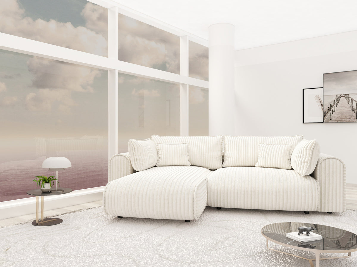 Colțar extensibil dumonde cu ladă de depozitare Monaco L Tilia Crem 270x190 cm