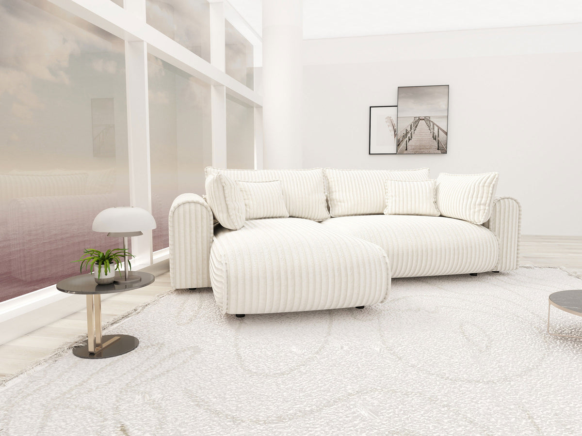 Colțar extensibil dumonde cu ladă de depozitare Monaco L Tilia Crem 270x190 cm