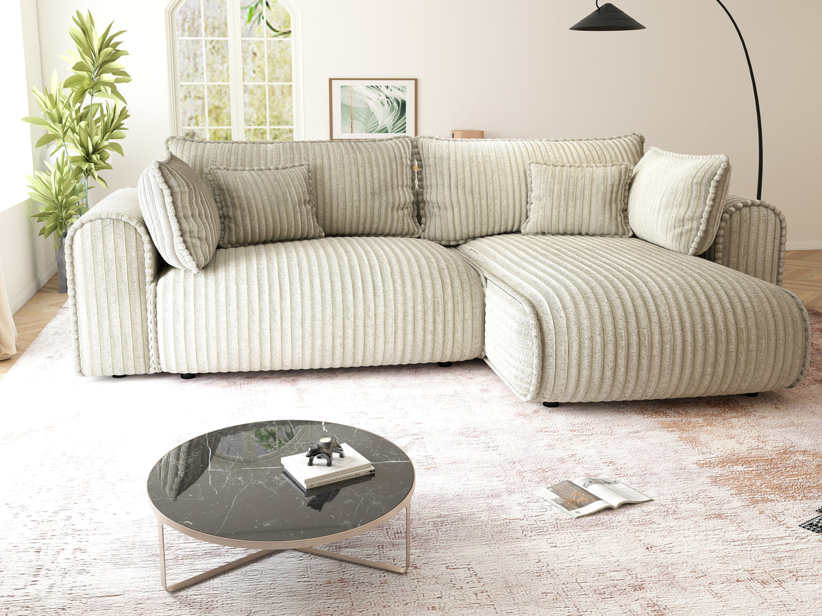 Colțar extensibil dumonde cu ladă de depozitare Monaco L Tilia Bej II 270x190 cm