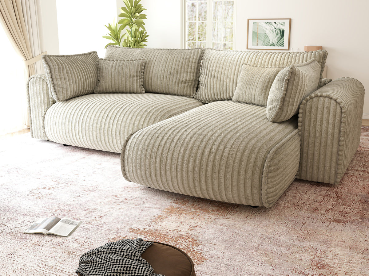 Colțar extensibil dumonde cu ladă de depozitare Monaco L Tilia Bej II 270x190 cm