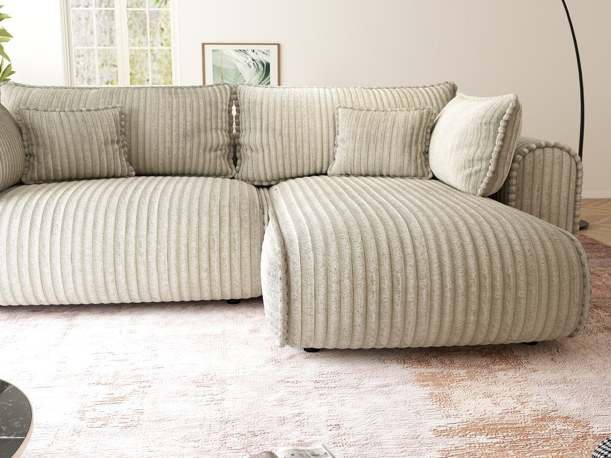 Colțar extensibil dumonde cu ladă de depozitare Monaco L Tilia Bej II 270x190 cm