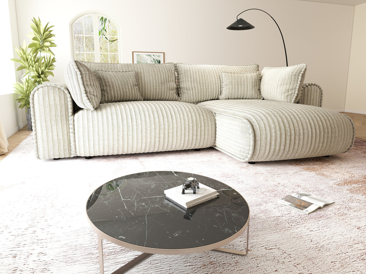 Colțar extensibil dumonde cu ladă de depozitare Monaco L Tilia Bej II 270x190 cm
