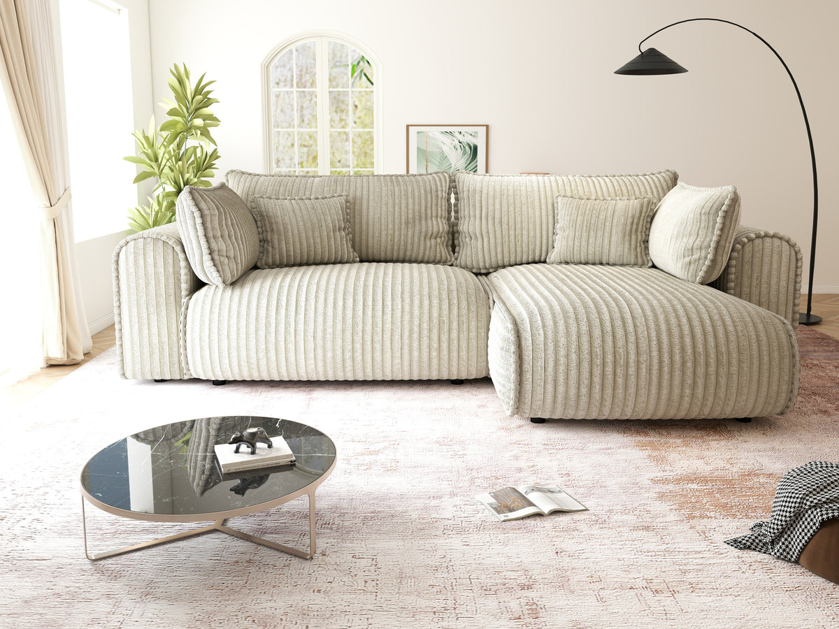 Colțar extensibil dumonde cu ladă de depozitare Monaco L Tilia Bej II 270x190 cm