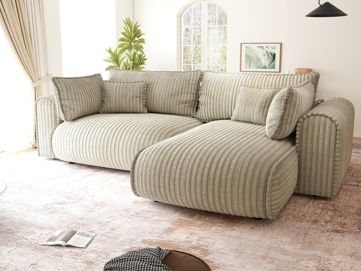 Colțar extensibil dumonde cu ladă de depozitare Monaco L Tilia Bej II 270x190 cm